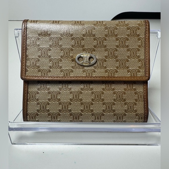 Celine Handbags - Celine Tan Monogram Patterned Wallet